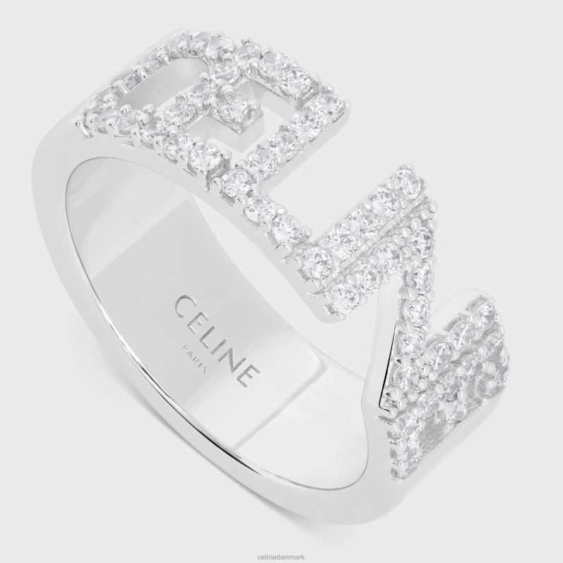 CELINE Kvinder monokrom strass ring i messing med rhodium finish og krystaller F44FV1254 tilbehør sølv