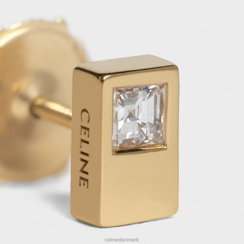 CELINE Kvinder sentimental dobbelt firkantet stud i diamant F44FV1403 tilbehør gult guld & hvid