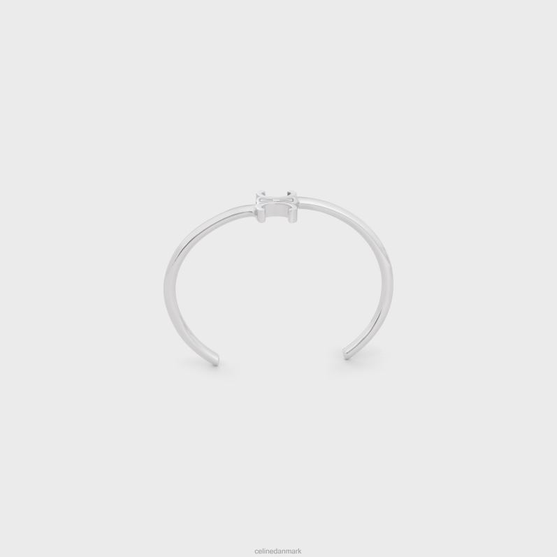 CELINE Kvinder triomphe asymmetrisk manchet i messing med rhodiumfinish F44FV1290 tilbehør sølv