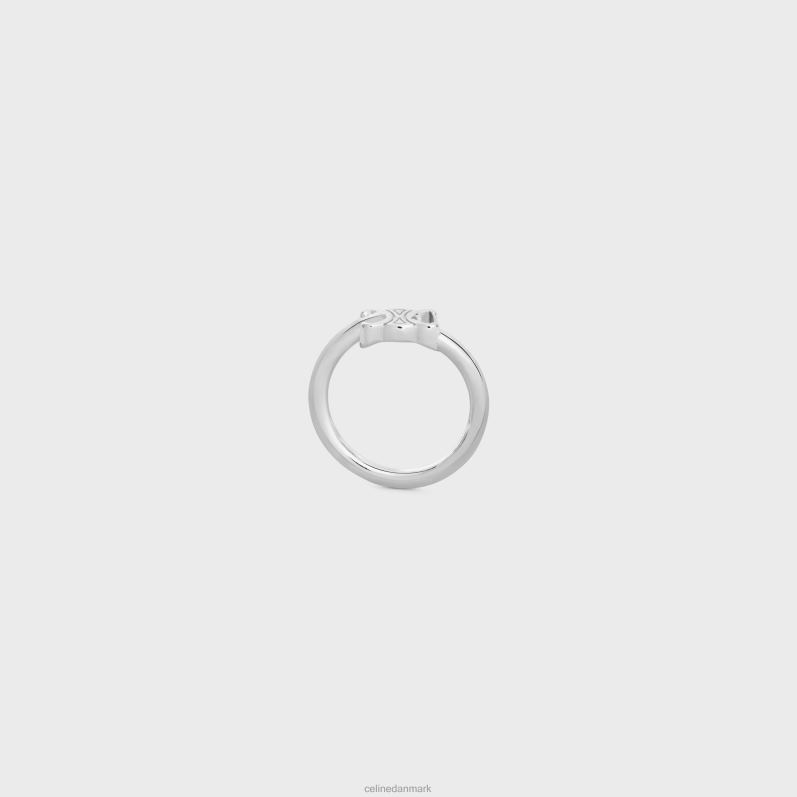 CELINE Kvinder triomphe asymmetrisk ring i messing med rhodium finish F44FV1294 tilbehør sølv