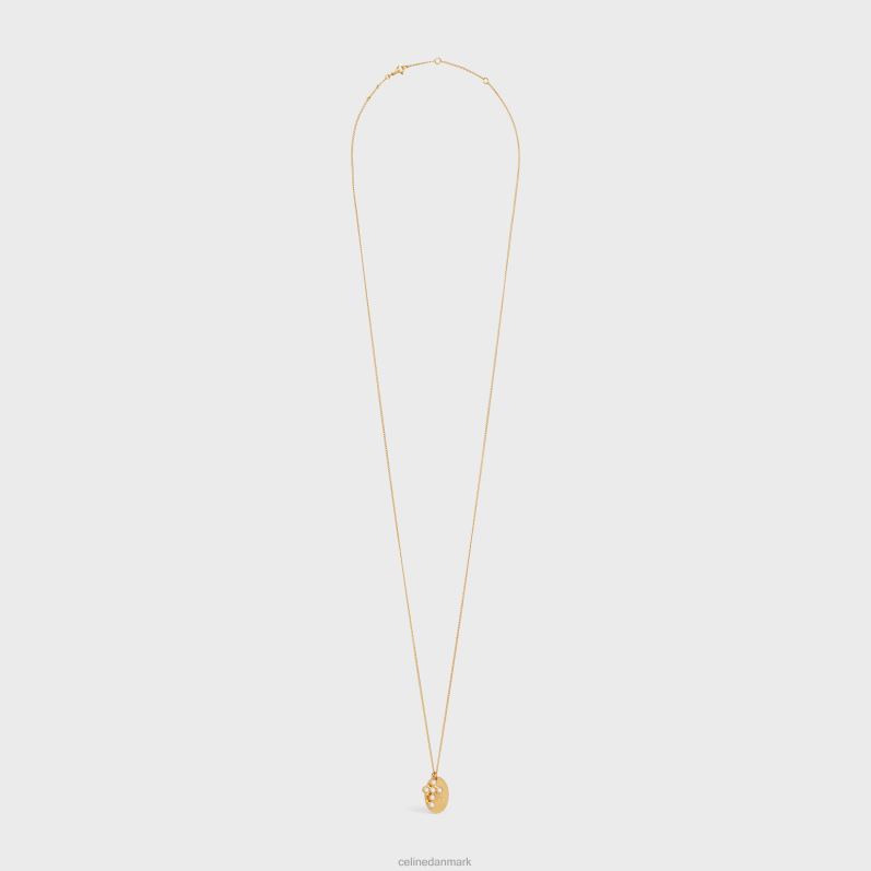 CELINE Kvinder triomphe folkeperlehalskæde i messing med guldfinish & harpiksperler F44FV1295 tilbehør guld/elfenben