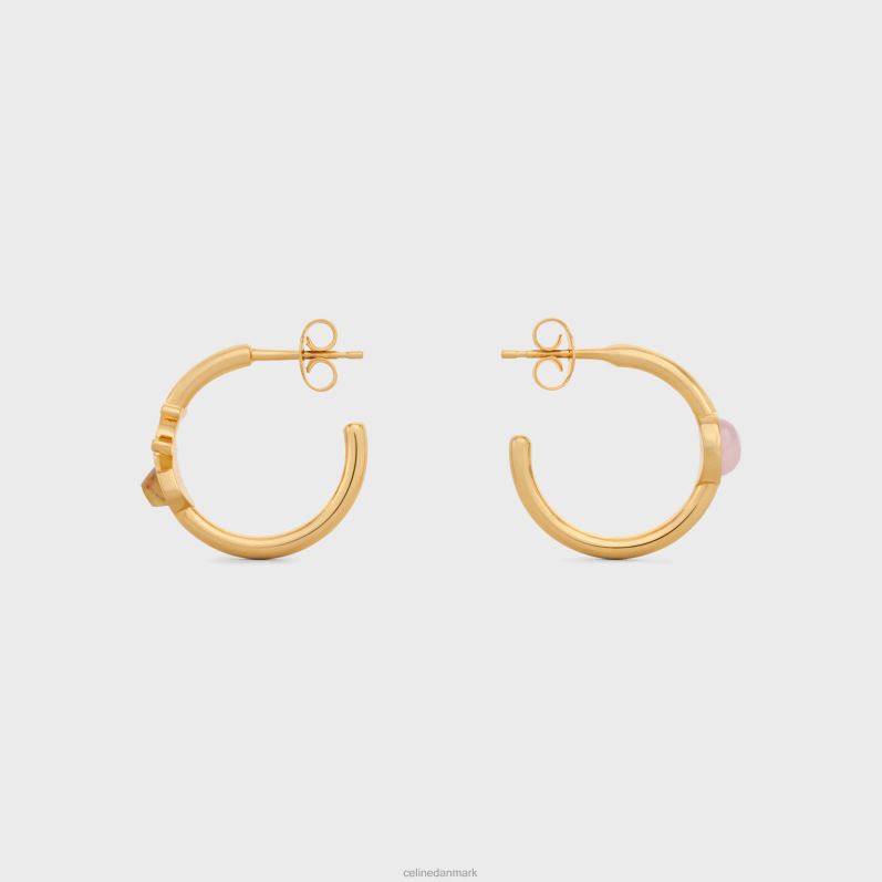 CELINE Kvinder triomphe indie hoops i messing med guldfinish, rutileret kvarts og pink kvarts F44FV1288 tilbehør guld/kvarts rutil/pink kv