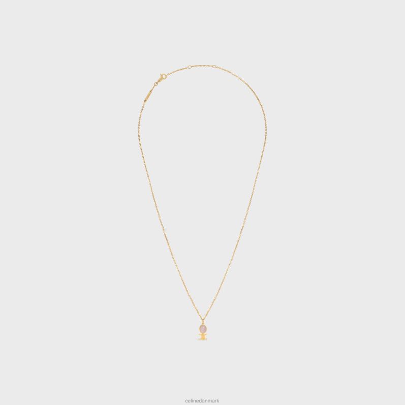 CELINE Kvinder triomphe indie lille halskæde i messing med finish pink quartz F44FV1284 tilbehør guld & pink kvarts