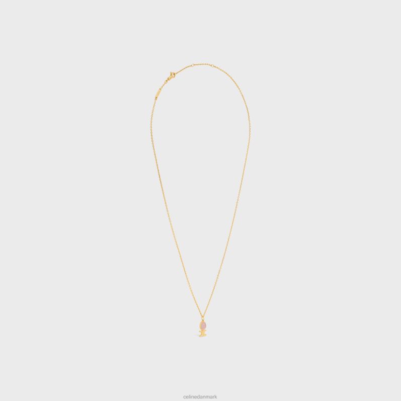 CELINE Kvinder triomphe indie lille halskæde i messing med finish pink quartz F44FV1284 tilbehør guld & pink kvarts