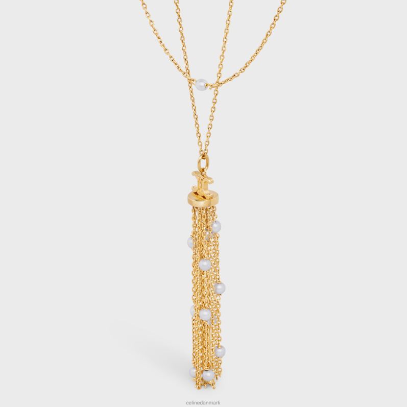 CELINE Kvinder triomphe pearl sautoir i messing med guldfinish og harpiksperler F44FV1280 tilbehør guld/elfenben