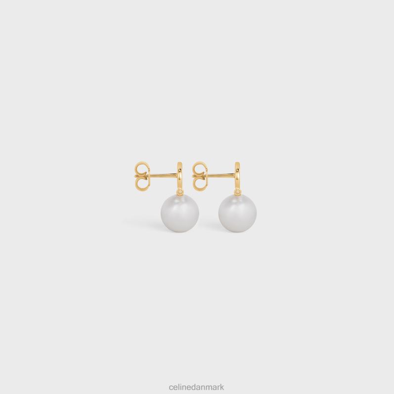 CELINE Kvinder triomphe perleøreringe i messing med guldfinish & glasperler F44FV1272 tilbehør guld/elfenben