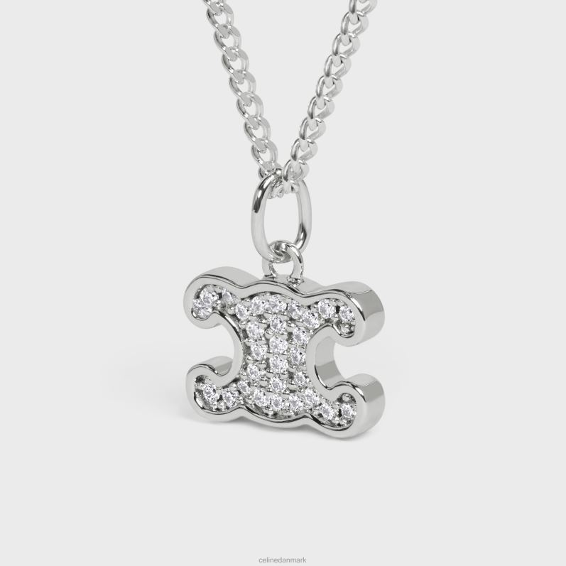 CELINE Kvinder triomphe rhinsten halskæde i messing med rhodium finish og krystaller F44FV1300 tilbehør sølv