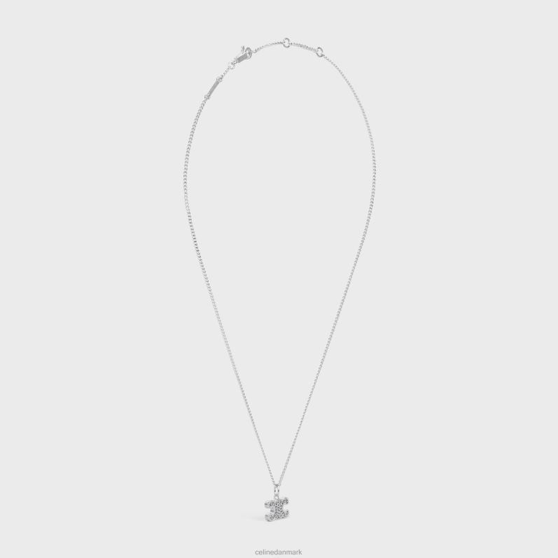 CELINE Kvinder triomphe rhinsten halskæde i messing med rhodium finish og krystaller F44FV1300 tilbehør sølv