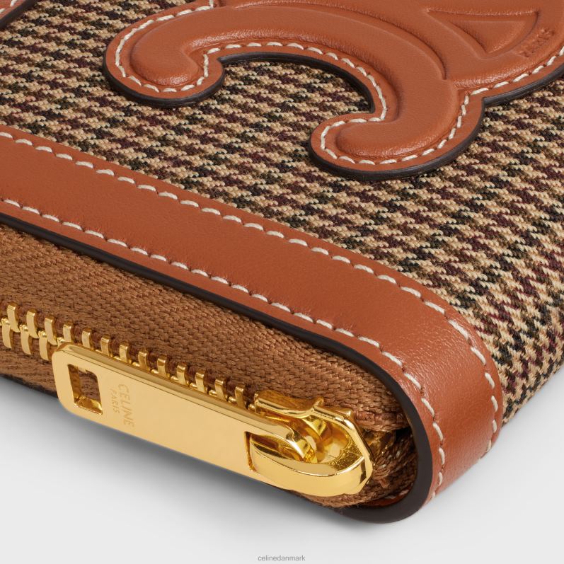 CELINE Kvinder Kompakt pung med lynlås cuir triomphe i pied de poule tekstil og kalveskind F44FV473 tilbehør flerfarvet