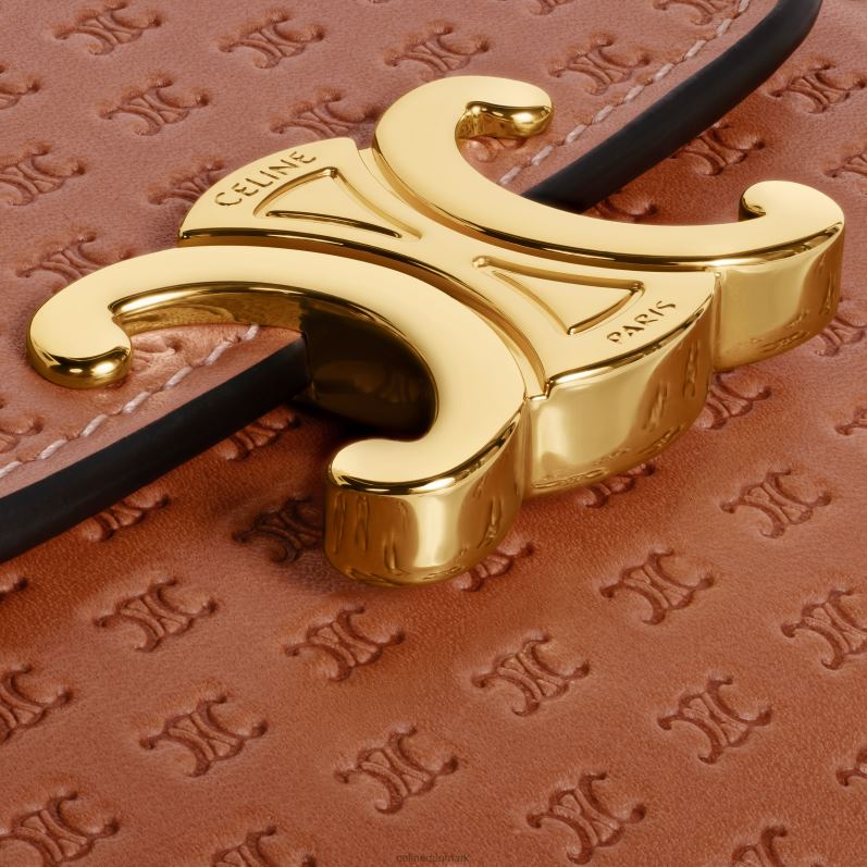 CELINE Kvinder lille pung triomf i naturligt kalveskind præget F44FV411 tilbehør tan