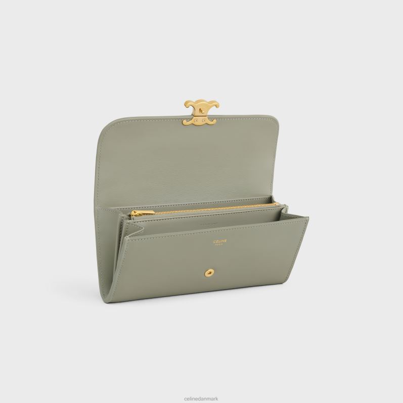 CELINE Kvinder stor pung triomf i skinnende kalveskind F44FV443 tilbehør grønt ler