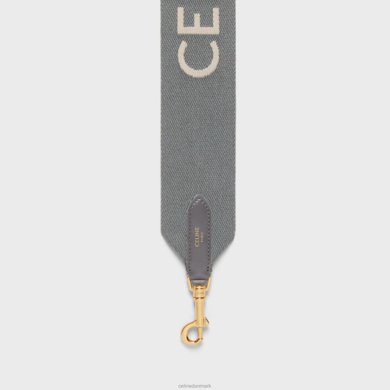 CELINE Kvinder kort rem i uld med jacquard F44FV523 tilbehør grå/hvid