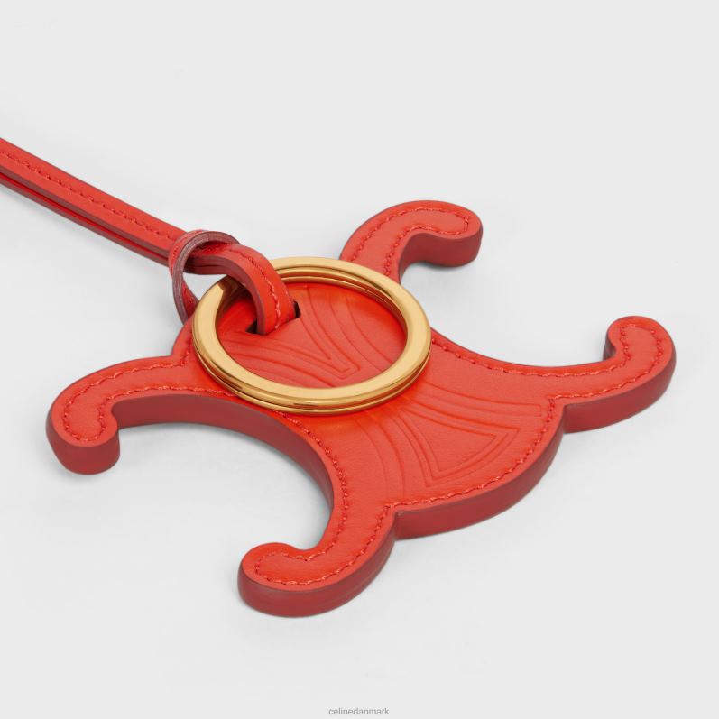 CELINE Kvinder triomphe nøglering charm i glat kalveskind F44FV528 tilbehør knaldrød