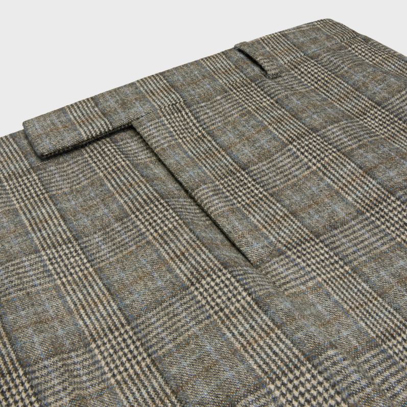 CELINE Mænd flared bukser i Prince of Wales flannel F44FV1895 beklædning elfenben/gris/tofee