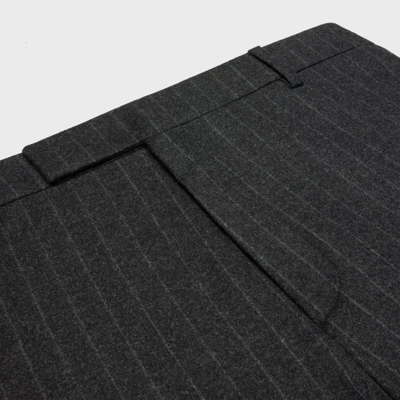 CELINE Mænd klassiske bukser i stribet flannel F44FV1905 beklædning grå melange