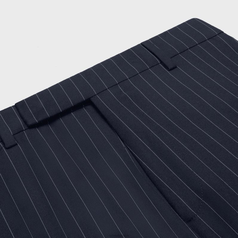 CELINE Mænd klassiske bukser i stribet kashmiruld F44FV1902 beklædning marine/craie