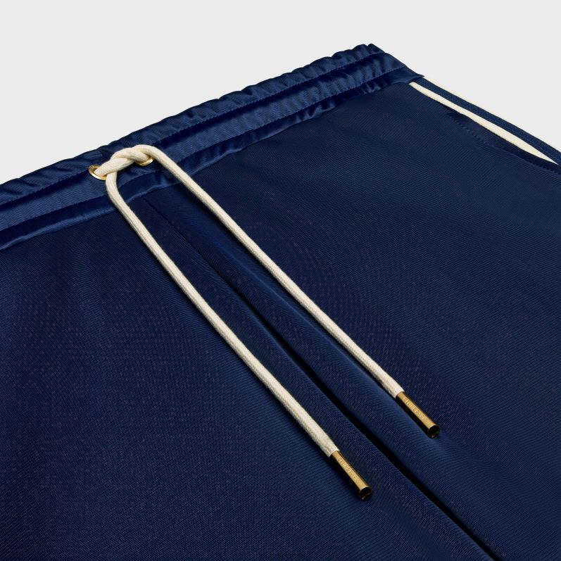 CELINE Mænd træningsbukser i dobbelt ansigtsjersey F44FV1827 beklædning marineblå/råhvid