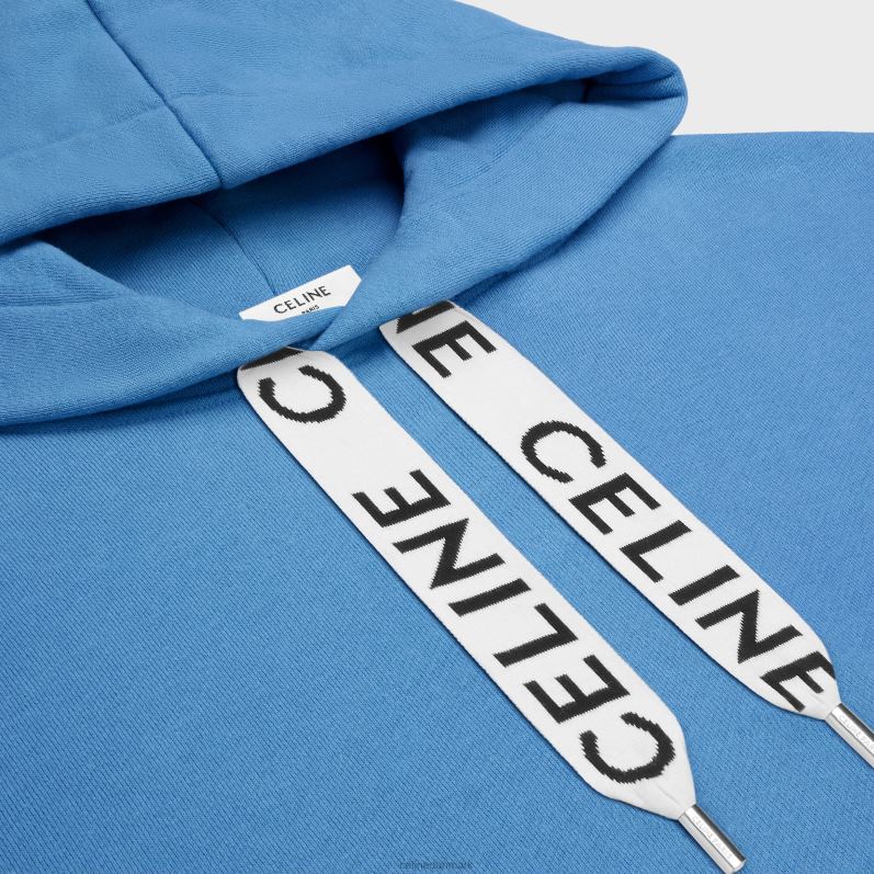 CELINE Mænd løs hættetrøje i bomuldsfleece F44FV1812 beklædning beskidt blå