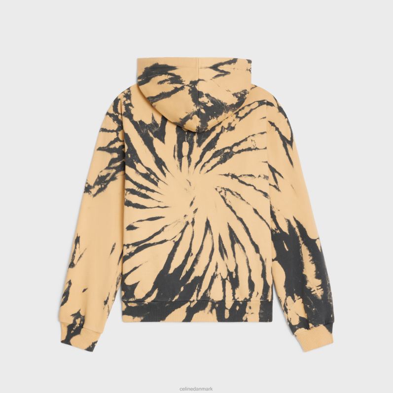 CELINE Mænd løs hættetrøje i bomuldsfleece F44FV1947 beklædning grå/beige/sort