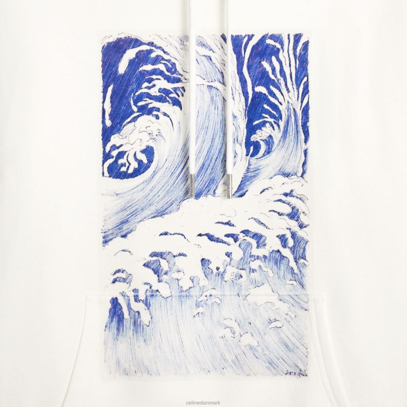 CELINE Mænd loose wave hættetrøje i bomuldsfleece F44FV1948 beklædning offwhite/blå