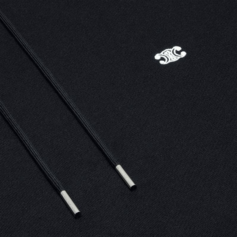 CELINE Mænd triomphe løs hættetrøje i bomuld og kashmir F44FV1802 beklædning sort hvid