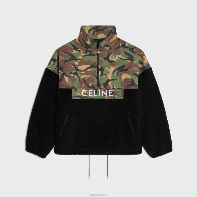CELINE Mænd bi-materiale jakke F44FV1806 beklædning sort/camouflage