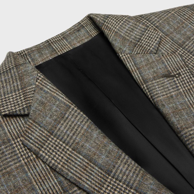 CELINE Mænd carnaby jakke i jakke i Prince of Wales flannel F44FV1879 beklædning elfenben/gris/tofee