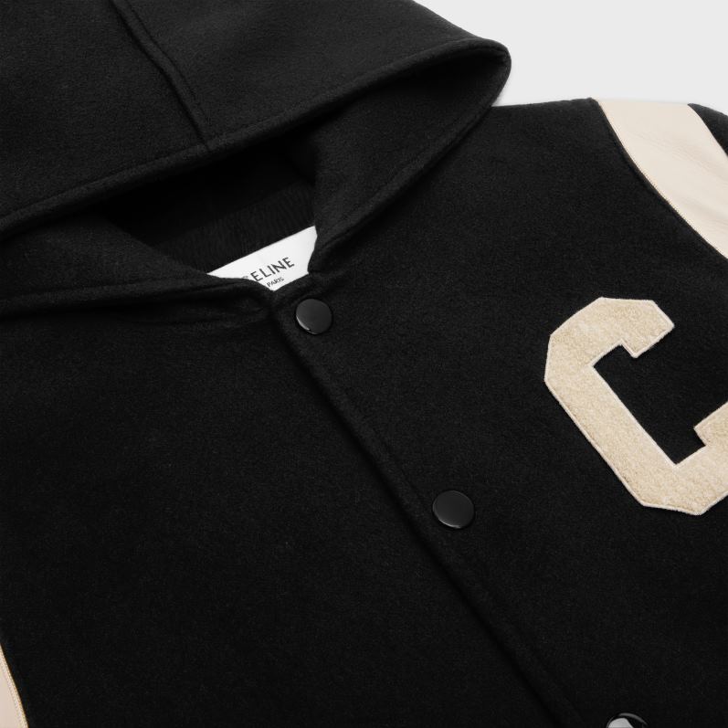 CELINE Mænd hættebamsejakke i kashmiruld F44FV1836 beklædning sort