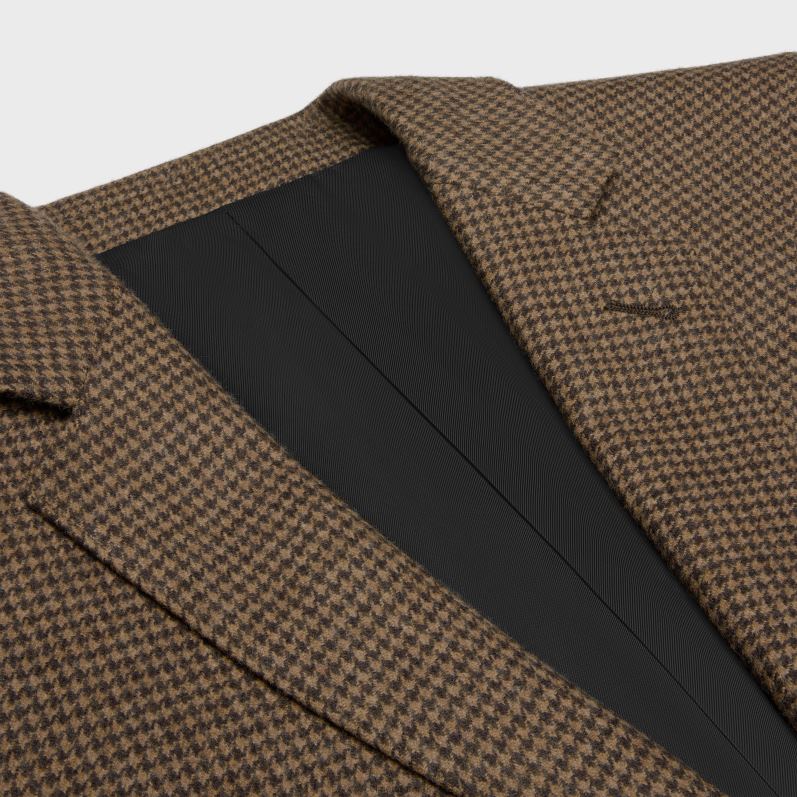 CELINE Mænd klassisk jakke i kashmir flannel F44FV1787 beklædning kamel/marron