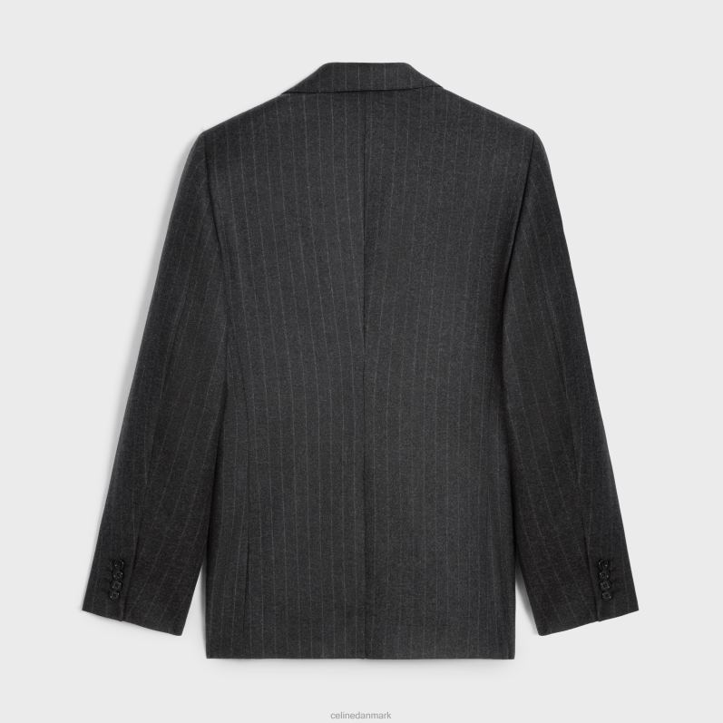 CELINE Mænd klassisk jakke i stribet flannel F44FV1876 beklædning grå melange