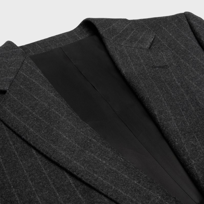 CELINE Mænd klassisk jakke i stribet flannel F44FV1876 beklædning grå melange