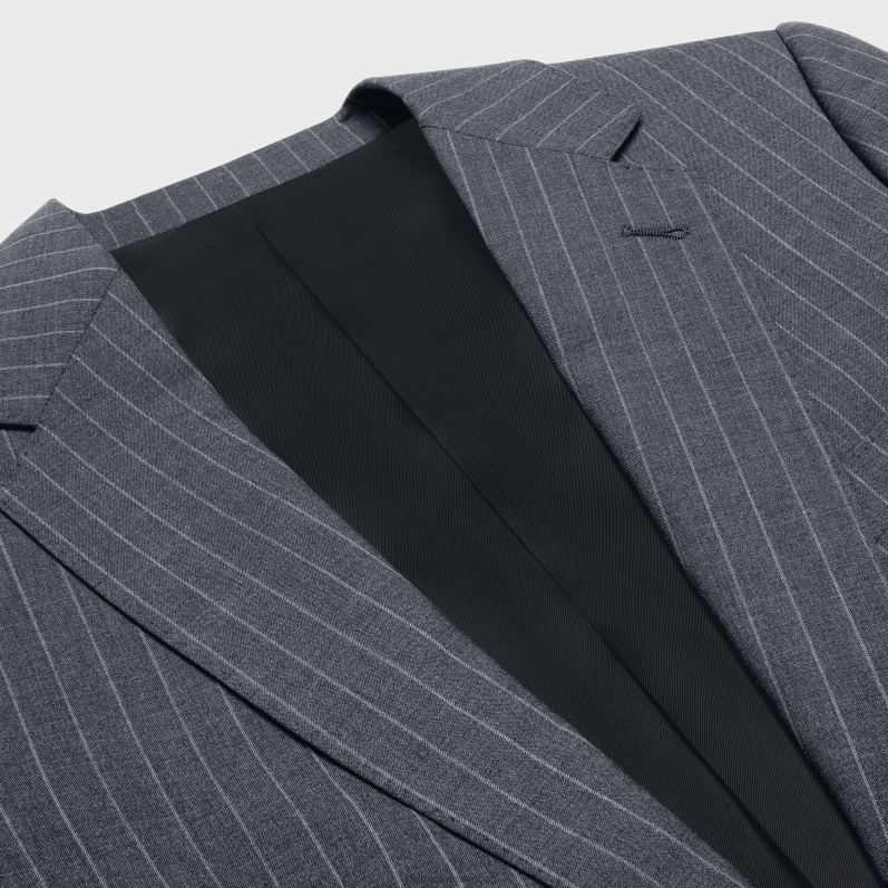 CELINE Mænd klassisk jakke i stribet uld F44FV1872 beklædning gris/craie