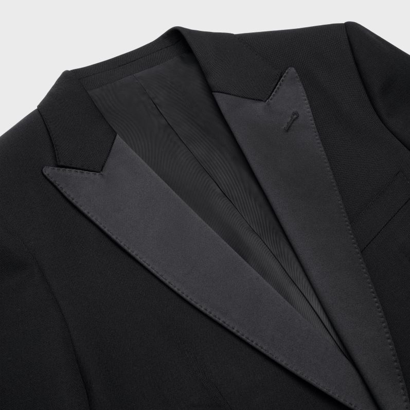 CELINE Mænd klassisk tux-jakke i grain de poudre F44FV1881 beklædning sort