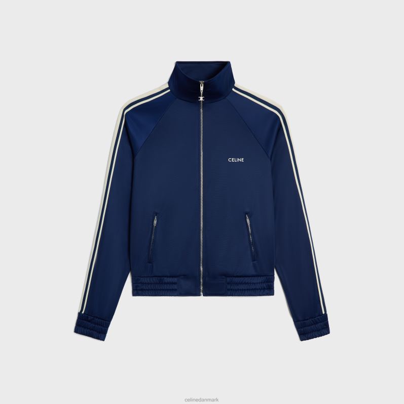 CELINE Mænd træningsjakke i vintage dobbelt jersey F44FV1808 beklædning marineblå/råhvid