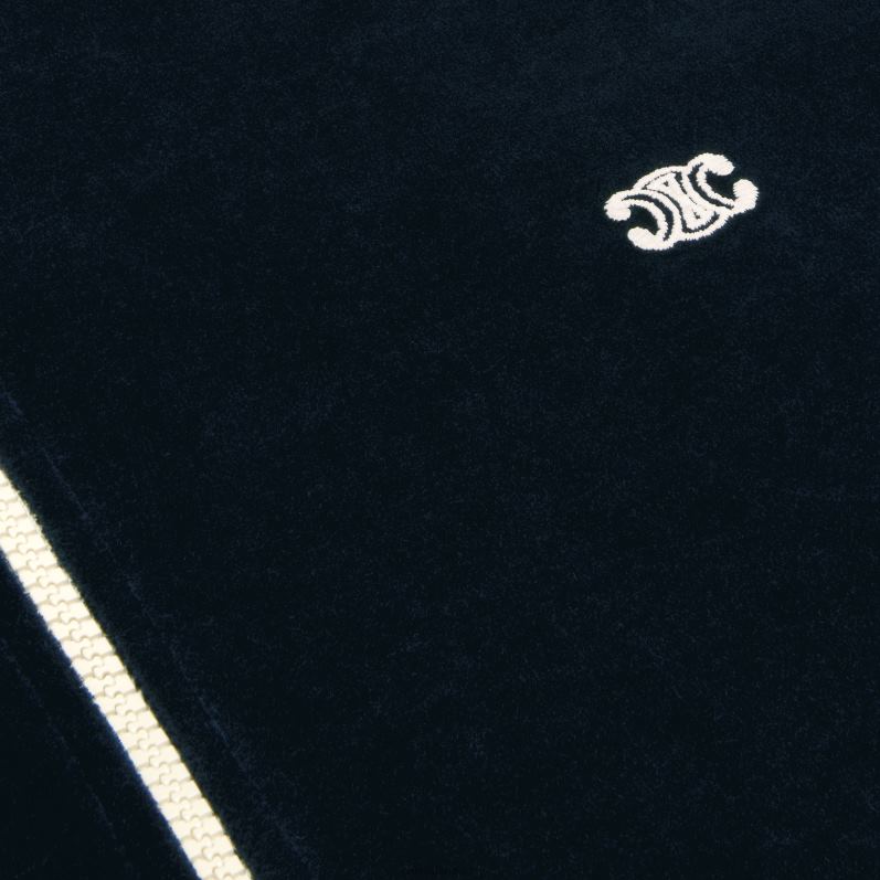 CELINE Mænd triomphe teddyjakke i fløjlsjersey F44FV1847 beklædning midnat/ecru