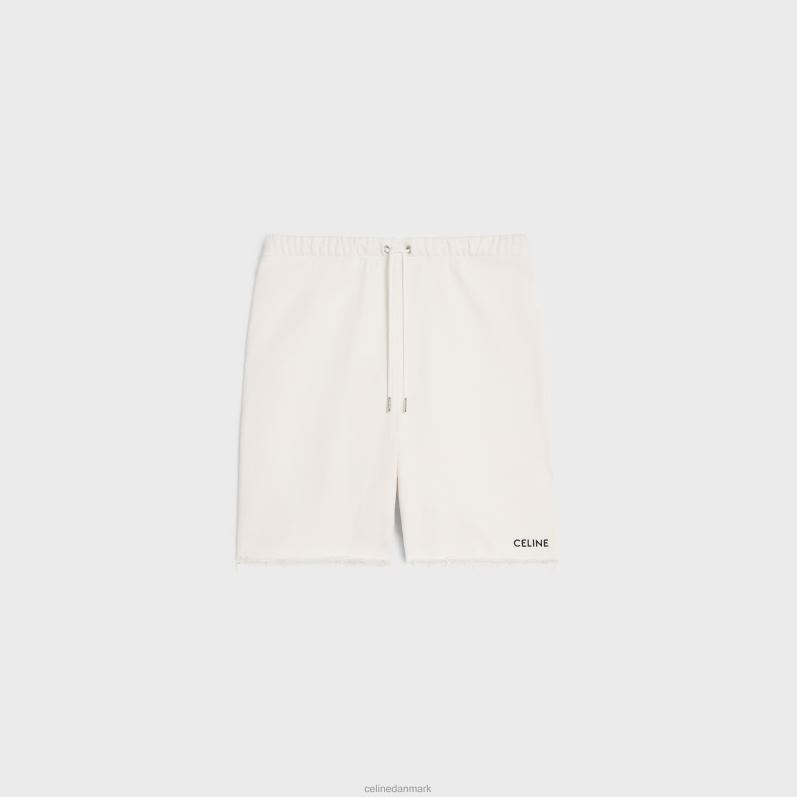 CELINE Mænd broderede shorts i bomuldsfleece F44FV2028 beklædning creme/sort