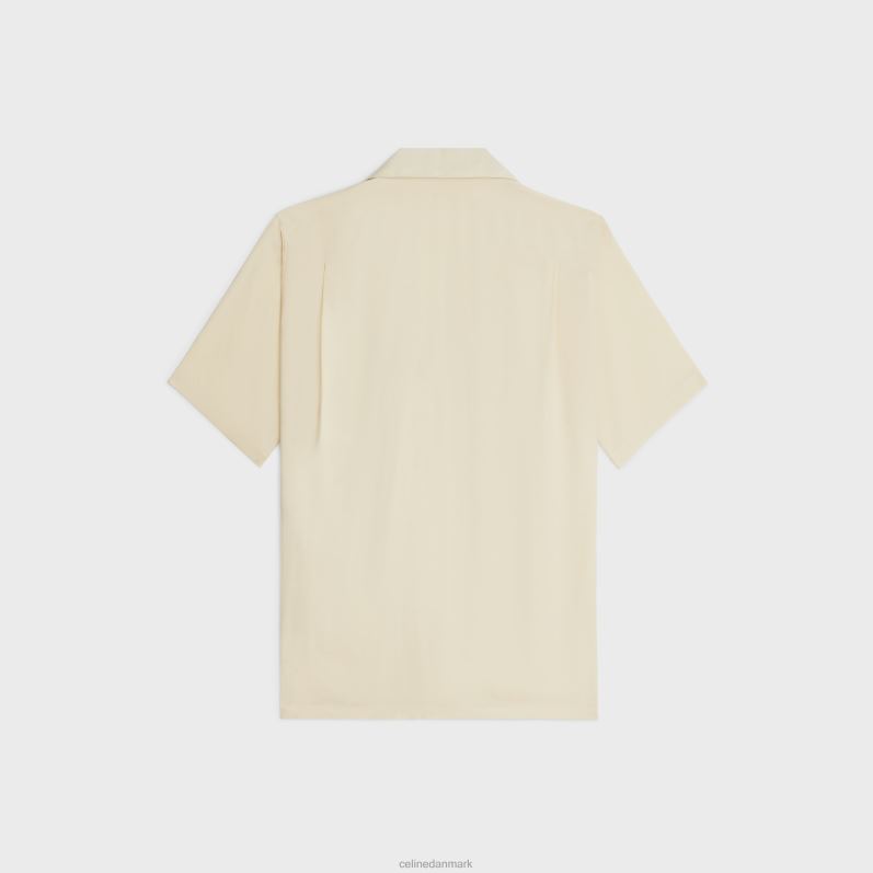 CELINE Mænd broderet hawaiiansk skjorte i viskose F44FV1923 beklædning mælkeagtig beige