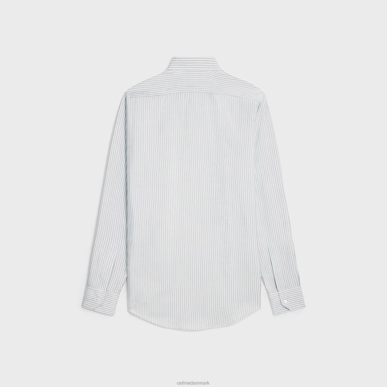 CELINE Mænd løs carnabyskjorte i stribet silke F44FV1909 beklædning craie/kvarts/gris