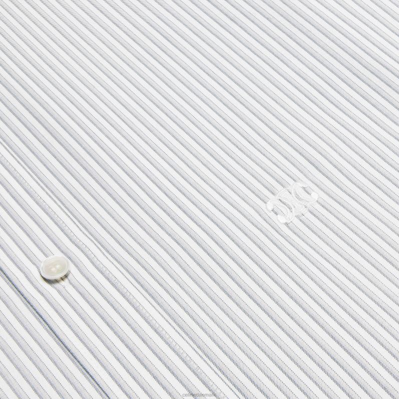 CELINE Mænd løs carnabyskjorte i stribet silke F44FV1909 beklædning craie/kvarts/gris