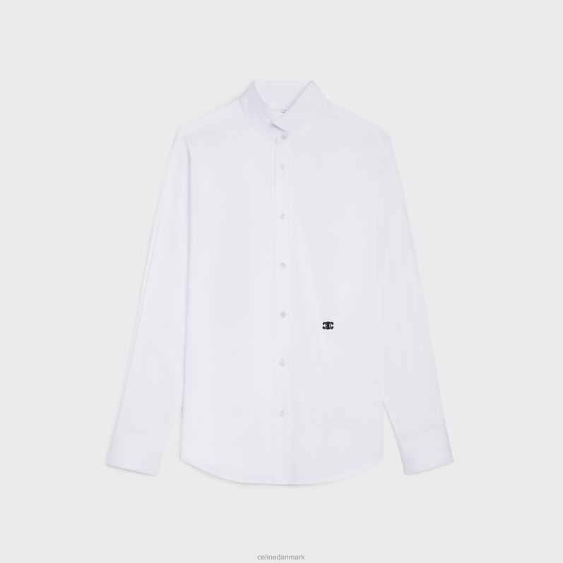 CELINE Mænd løs skjorte med opadvendt krave i bomuldspoplin F44FV1915 beklædning hvid