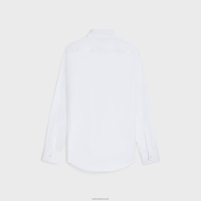 CELINE Mænd løs skjorte med opadvendt krave i bomuldspoplin F44FV1915 beklædning hvid