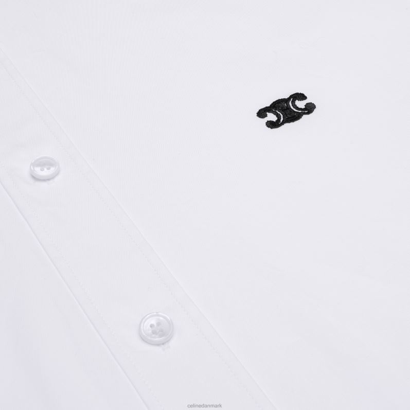 CELINE Mænd løs skjorte med opadvendt krave i bomuldspoplin F44FV1915 beklædning hvid