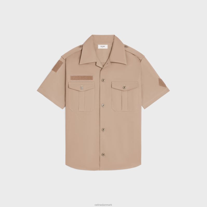 CELINE Mænd velcroskjorte i bomuldshør F44FV1924 beklædning beige