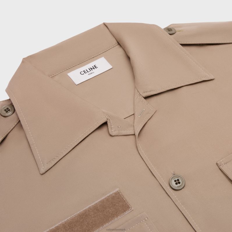 CELINE Mænd velcroskjorte i bomuldshør F44FV1924 beklædning beige