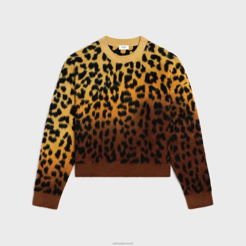 CELINE Mænd cropped trøje med rund hals i børstet bomuld F44FV1981 beklædning kamel/brun