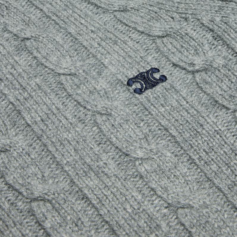 CELINE Mænd kabelstrikket triomftrøje i kashmir F44FV1980 beklædning grå