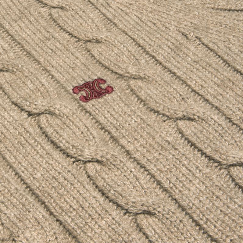 CELINE Mænd kabelstrikket triomphe cardigan i kashmir F44FV1955 beklædning lys taupe