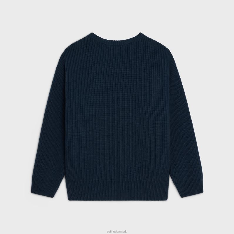 CELINE Mænd oversize sweater i ribuld F44FV1796 beklædning flåde