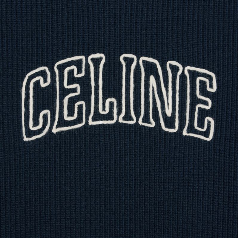CELINE Mænd oversize sweater i ribuld F44FV1796 beklædning flåde