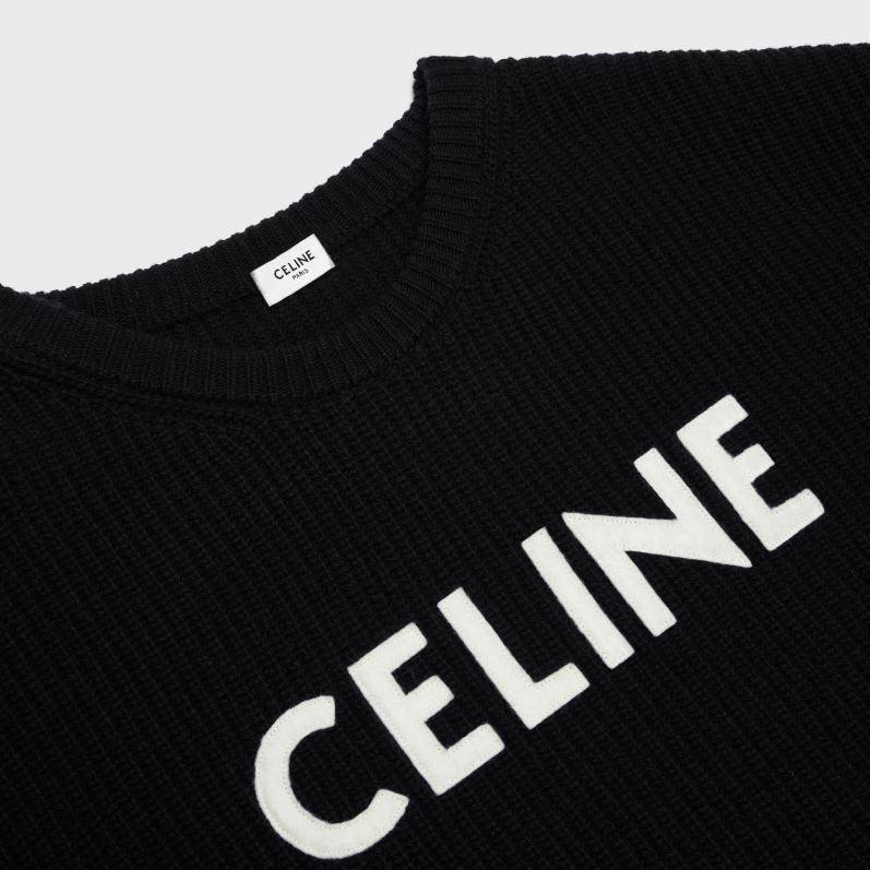 CELINE Mænd oversize sweater i ribuld F44FV1972 beklædning sort